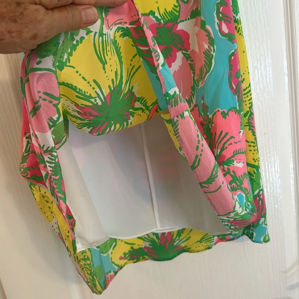 Lilly Pulitzer dress women’s floral silk sun dress  Beautiful vibrant colors XS - Picture 7 of 12